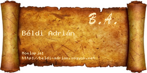 Béldi Adrián névjegykártya